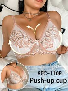 Sujetador con aros y almohadillas push-up para mujeres de tallas grandes de moda