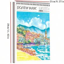 1 pièce de cahier de croquis de format A4 de 40 feuilles, style peinture à l'huile, convient aux étudiants en art, bloc-notes de croquis vierge pour le dessin, le gribouillage, la peinture, l'esquisse