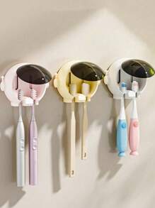 1pc Astronaut Design Children Toothbrush Holder, Cartoon Wall-Mounted Toothbrush Rack, Bathroom Storage Organizer For Electric Toothbrush No-Drill - Multicolor - View 2