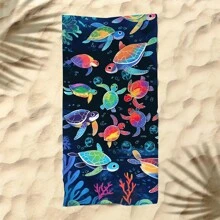 Manta de playa con patrón de tortuga marina colorida y linda, de múltiples usos, resistente a la arena, de secado rápido, altamente absorbente y de fibra ultrafina