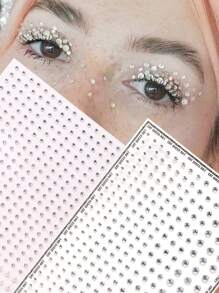 2pcs Multi-Size 3D Silver-White Rhinestone & Faux Pearl Face Decor Stickers, For Everyday, Festivals, Gifts, DIY, Music Festivals, Parties, Suitable For Hair, Eyes, Face, Body