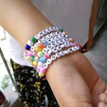 1000pcs 26 English Letter Bracelet DIY Jewelry Making Kit - Black and White Letters - View 3