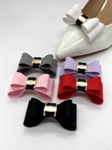 Korean Fashion Multi-Color Velvet Handmade Bow Metal Shoe Flower Detachable Shoe Clips, Suitable For Women Pumps, Heels, And Sandals - Multicolor - View 4