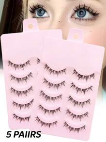 5 Pairs Handmade Reusable Natural-Looking False Eyelashes, Convenient To Carry - Fluffy Lashes - View 1