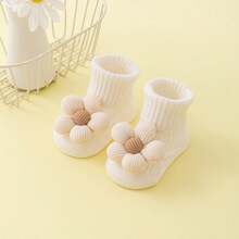 4pcs/Set Newborn 0-1-3 Years Baby Soft Bottom Non-Slip Cute Mid-Calf Socks, Suitable For Spring And Autumn