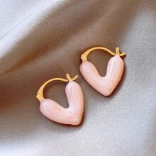 1 对 18K 不锈钢简约 INS 风格心形耳环，适合派对、约会和日常佩戴 - 咖啡棕 - 查看 8