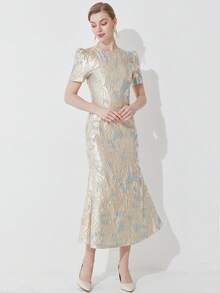 Elegant Women's Jacquard Mermaid Evening Gown For Party, For Cocktail