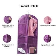 1 Stück halbdurchsichtiger einfacher staubdichter Kleider Aufbewahrungssack für Tanzkleid, Kleideraufbewahrungssack für Anzüge, für Kleiderschrank und Reisen, mit sichtbarem halbdurchsichtigem Fenster, geeignet für Wettbewerbe, Reisen und Aufbewahrung - Schutz der Kleidung vor Staub und Falten