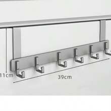 1pc Over The Door Hooks, Clothes WallHook 7 Hooks Coat Towel Hanger Rack, ForDoor Back Kitchen Bathroom Organizer,Aesthetic Room Decor, Home Decor, KitchenAccessories.Bathroom Wall Mount Hang On TheDoor Cabinet Cupboard Metal Sandblasted