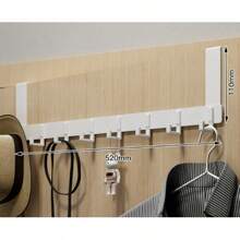 1pc Over The Door Hooks, Clothes WallHook 7 Hooks Coat Towel Hanger Rack, ForDoor Back Kitchen Bathroom Organizer,Aesthetic Room Decor, Home Decor, KitchenAccessories.Bathroom Wall Mount Hang On TheDoor Cabinet Cupboard Metal Sandblasted