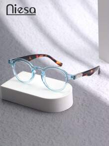 1pc Classic Round Smoke Glasses For Men, Business & Daily Wear, Leopard Print Retro Style Unisex Non-Prescription Eyeglasses, All Season