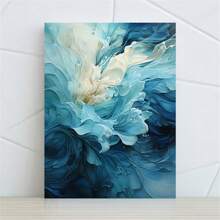 1 件，无框抽象漩涡油画艺术印刷品，宁静的蓝绿色和白色漩涡墙面装饰，无框现代海报，适用于家庭卧室厨房客厅浴室酒店咖啡厅办公室卫生间，现代装饰，流体运动设计，浴室装饰，墙面艺术 - 彩色 - 查看 1