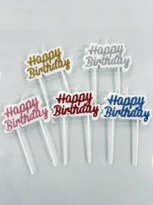 Blue Sprinkle "Happy Birthday" Themed Party Cake Decorative Candles For Men's Celebration - Blue - View 3