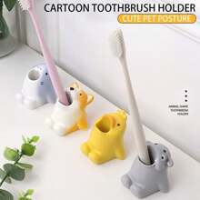 1pc Cute Cartoon Toothbrush & Pen Holder For Kids - Mini Animal Resin Organizer For Bathroom, Vanity, Office, School, Or Dorm - Fun & Creative Storage Solution