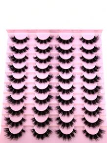 HBZGTLAD 20 Pairs Soft Mink Eyelashes 3D Curl Winged End Eye Elongated Fake Lashes Thick Handmade Natural False Eyelash Messy Cross Lash Wholesale - Lông mi  mắt mèo - Xem 1