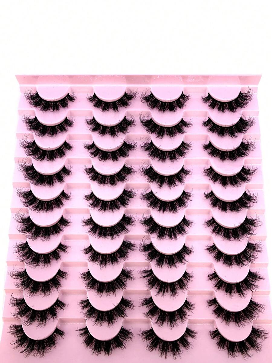 HBZGTLAD 20 Pairs Soft Mink Eyelashes 3D Curl Winged End Eye Elongated Fake Lashes Thick Handmade Natural False Eyelash Messy Cross Lash Wholesale - Lông mi  mắt mèo - Xem 1