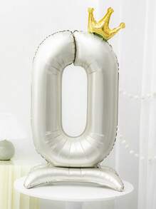 1 个 42 英寸白色皇冠铝箔数字气球，适合任何年龄的生日派对、生日、周年纪念、婚礼、毕业庆典、派对装饰，1 个生日快乐气球 - 乳白色 - 查看 5
