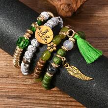 2025 New Popular Bohemian Bracelet, Creative Women Jewelry Tassel Natural Crystal Beaded Multi-Layer Fashion Accessory, Suitable For Daily Wear, Gifts, Christmas, Birthday, New Year, Carnival