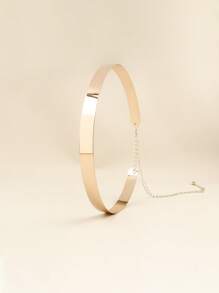 1pc Women's Glossy Gold Adjustable Waist Chain, Outdoor Decor Party Casual Waist Belt, Suitable For Christmas Gift Summer, School Fall, Autumn, Halloween - Gold - View 5