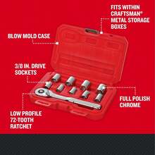 CRAFTSMAN - Juego de herramientas mecánicas,étrico, unidad de 3/8 pulgadas, 10 piezas (CMMT34564) B0HA - NUEVO MM, 3/8 pulgadas - Ver 8