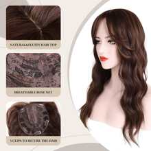 AliLeader Hair Toppers For Women 20inch Long Wavy Hair Toppers Hair Pieces For Women Synthetic Wiglets Hair Topper With Bangs Clip In Hair Toppers For Thinning Hair - Multicolor - View 7