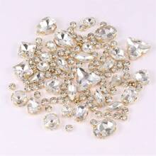 130 Pcs Crystal Claws With Mixed Shapes, Flat Back White Crystal Rhinestones, Gemstone Cut Sew-On Rhinestone Stones, For DIY Crafts, Jewelry Making, Clothes, Shoes, Dress, Garment Accessories