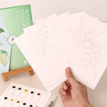 6 Stück/Set kreative Aquarell-Malereien - Malbücher für Erwachsene mit landschaftlichen und floralen Designs, beinhaltet Aquarellpapier und -farben für künstlerisches Zeichnen und Malen, kreative Freizeitaktivität, Muttertag, Geschenk für Mutter, Schulanfang, Schulmaterial - Verschiedenfarbig - Übersicht 6