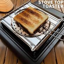 1 Piece Stainless Steel Stove Top Toaster With Foldable Handle Toaster Grill