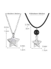 1 套 2 件装，甜美星形漩涡吊坠项链，极简主义星形流苏螺旋锁骨链，INS 风格 - 彩色 - 查看 3