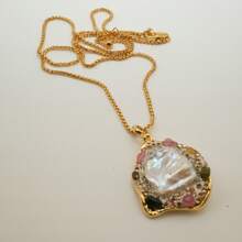 Baroque Pearl Necklace With Sparkling Cubic Zirconia - Elegant French Retro Jewelry, 18K Gold Plated Hypoallergenic Chain, Perfect Mother's Day Gifts For Women, Vacation & Party Necklace Jewelry