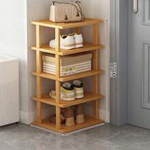 1pc DIY Simple Thick Bamboo Shoe Rack, Household Entryway Indoor Multi-Layer Easy Shoe Cabinet