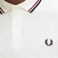 FRED PERRY POLO MC TWIN TIPPED - Snow White/Burnt Red/Navy - View 2