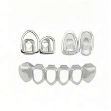 THATBOY Set de 3 joyas de rapero de moda estilo hip hop personalizadas, grillz de cobre con circonita hueca, un regalo genial para hombres y mujeres
