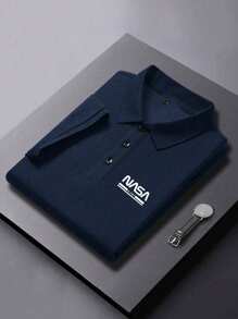 Camisa polo de manga corta con diseño sólido clásico informal para hombres