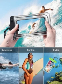 1 stuk waterdichte telefoonhoes, casual waterdichte telefoontas, verzegelde beschermhoes, PVC-telefoontas met koord, sporttas, schoolbenodigdheden voor zwemmen, raften, duiken, vakantie, strandtas, portemonnee voor buitensporten, zomerreizen, vakantie, zwembad