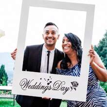 1pc Wedding Day Photo Props Paper Photo Frames Outdoor Photography Party Props DIY Personalized Gifts Couple Wedding Anniversary Commemorative Decoration Supplies