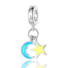 Su-Carata 镀银星星和月亮流行吊坠装饰，适合 DIY 手链/项链吊坠珠宝礼物送给家人和朋友，星星和月亮系列