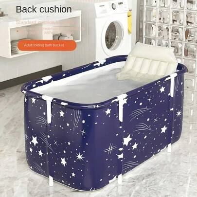 Oxford Cloth Folding Bathtub Adult Bath Tub Warm Spa Soaking Barrel PVC Bucket Portable Foldable 140*60*50cm Home Bathroom Decor Summer