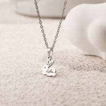 1 pieza Collar con nombre de conejo personalizado, Delicado regalo de Pascua para niños, Joyería personalizada, Regalo para ella