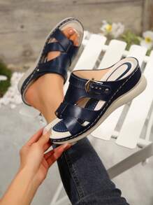 Elegant & Versatile! Oversized Women's Woven Decor Platform Slippers, Fashionable Steps For Every Walk