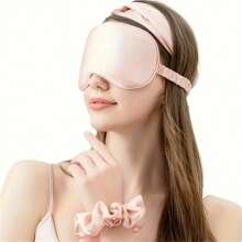 4 Pieces Deluxe Satin Sleep Set: Eye Mask, Matching Scrunchie, Drawstring Bag And Headband - Ideal For Travel And Home Comfort, Unscented Sleep Mask