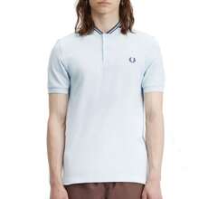 FRED PERRY POLO MC TWIN TIPPED - 淺冰色/午夜藍/午夜藍 - 查看 3