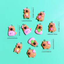 10pcs Assorted Cute Pink Capybara Design Resin Jewelry Making Findings, Suitable For Pendant, Earrings, Necklace, Bracelet, Keychain, Bag Charm, DIY Craft Supplies - Mixed Pink Capybara - View 4