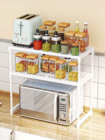 1 Set de organizador de cocina - Estante para horno de microondas, estante de almacenamiento sobre el horno, organizador debajo del gabinete, estante de almacenamiento multinivel para encimera, utensilios de cocina, decoración de habitación, apto para cocina, restaurante, fiesta, camping, reunión, regalo para amigos, regalo familiar