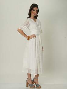 Vestido Largo con Bordado - Blanco - Ver 3