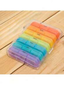 Boîte à médicaments noire avec 21 compartiments pour sept jours par semaine, boîte à médicaments hebdomadaire en plastique portable avec compartiments