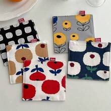 1pc 2-In-1 Square Coaster - Ins Style/Countryside Style, Double-Layered Fabric Insulation Pad, Non-Slip Mat, Decorative Mat, Absorbent Pad, Suitable For Dining Table, Living Room, Bedroom Decor And Use