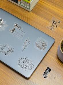 SCXXBSW 58 件装复古邮票剪贴画卡通涂鸦贴纸装饰水杯笔记本行李防水贴纸 - 彩色 - 查看 6