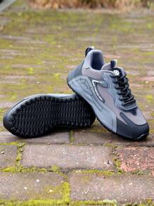 Men Fashion Breathable Mesh Sporty Sneakers, Comfortable Lace-Up Running Shoes With Non-Slip Sole And Knit Insole, Suitable For All Seasons, Teen Casual, Outdoor Athletics, Vacation, Graduation, Birthday Gifts