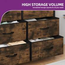 Kommode mit 9 Schubladen,Schrank,Stoffschubladen mit Griffen,Kommodenschrank mit Stabiler Stahlrahmen